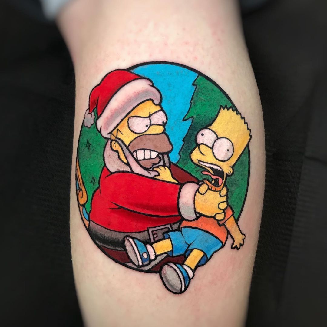 Homer Simpson strangles Bart