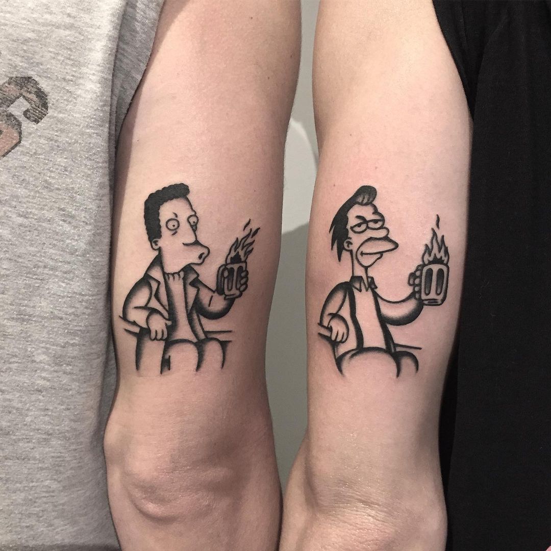 Lenny and Carl - tattoo based on The Simpsons
