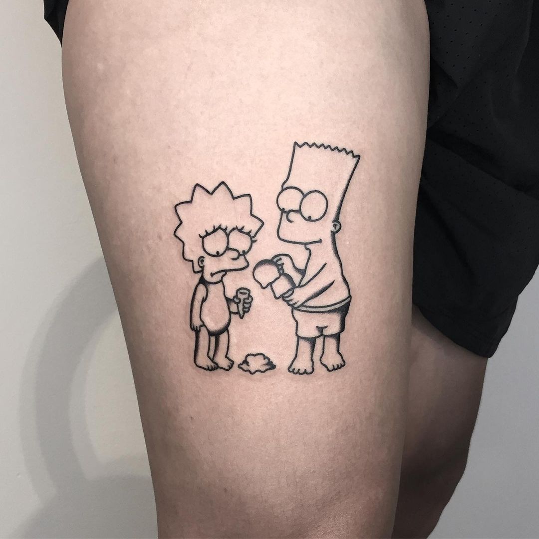 Bart and Lisa Simpson tattoo