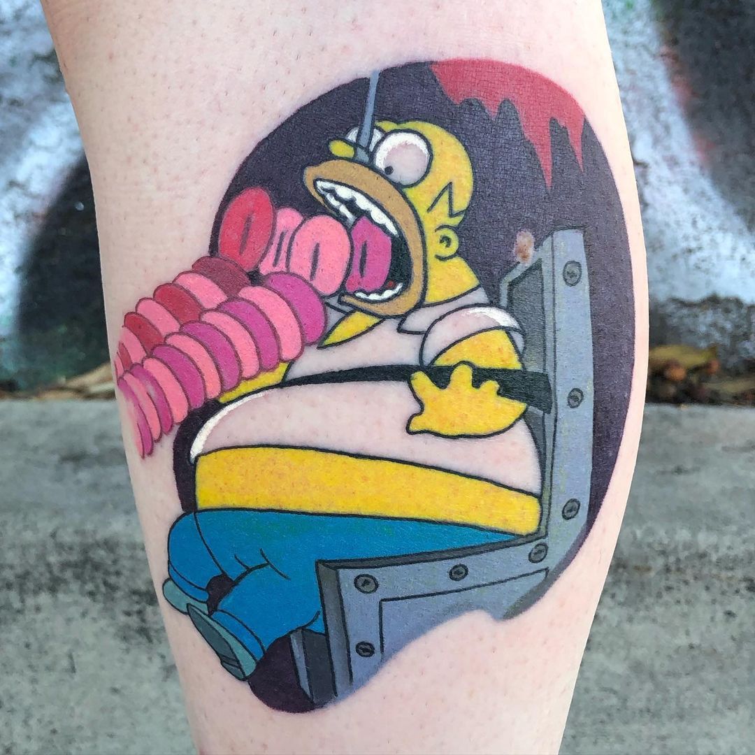 Homer Simpson in hell - tattoo