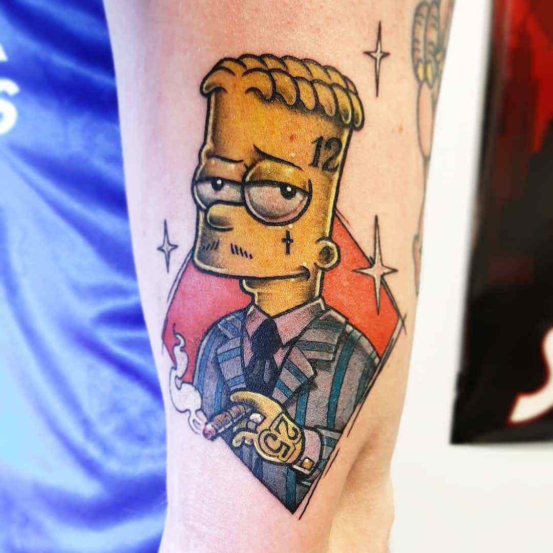 Bart Simpson in suit tattoo