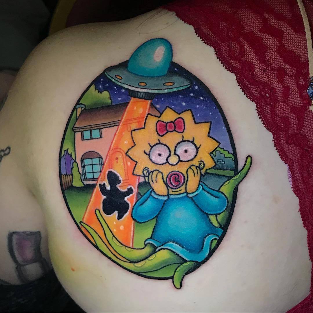 Maggie Simpson is alien tattoo