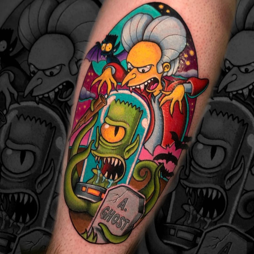 Mr. Burns and aliens - tattoo