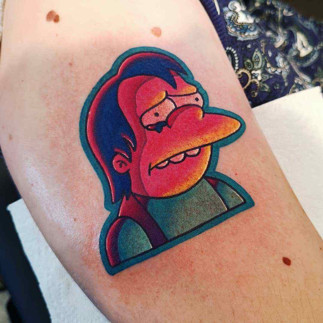 Nelson Muntz - tattoo based on The Simpsons