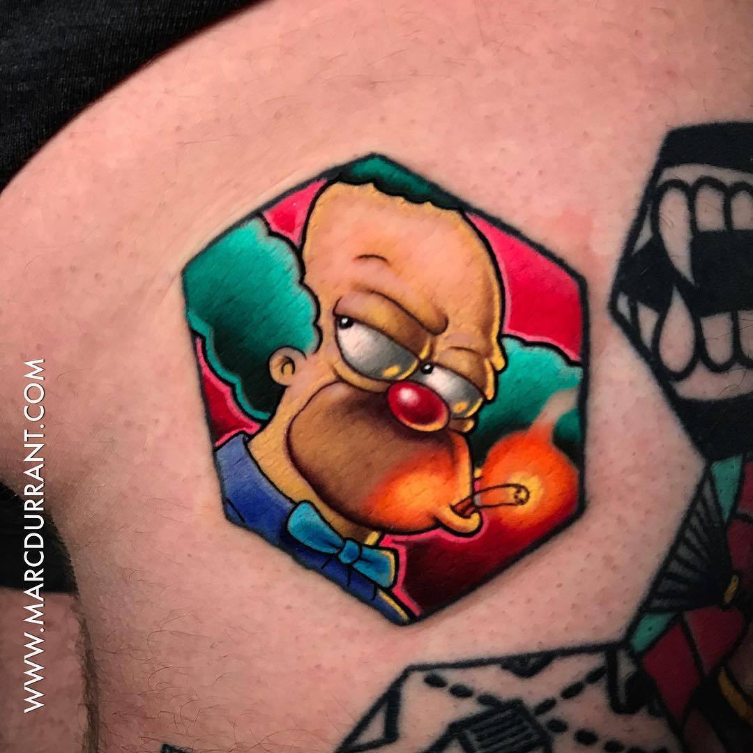 Krusty the Clown tattoo.
