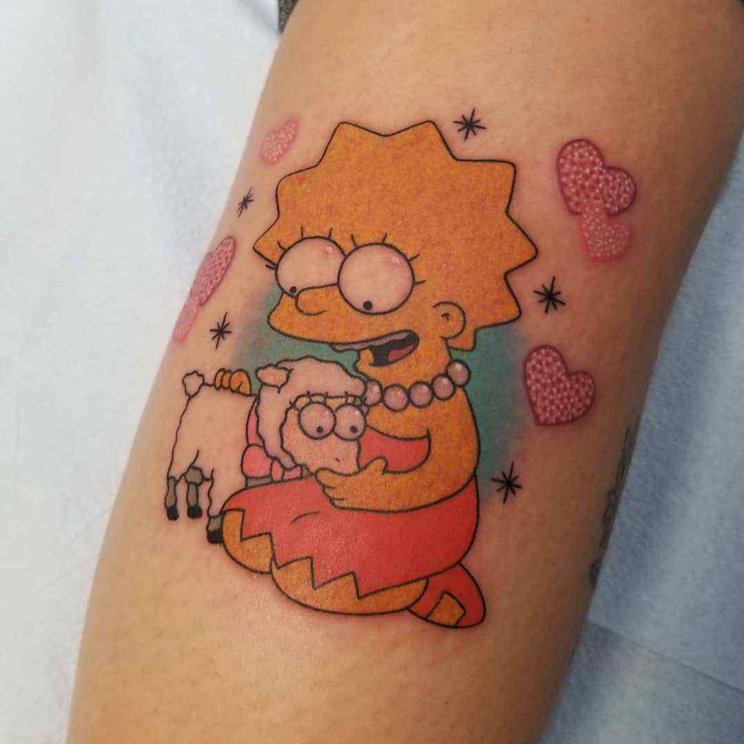 Lisa Simpson and sheep tattoo