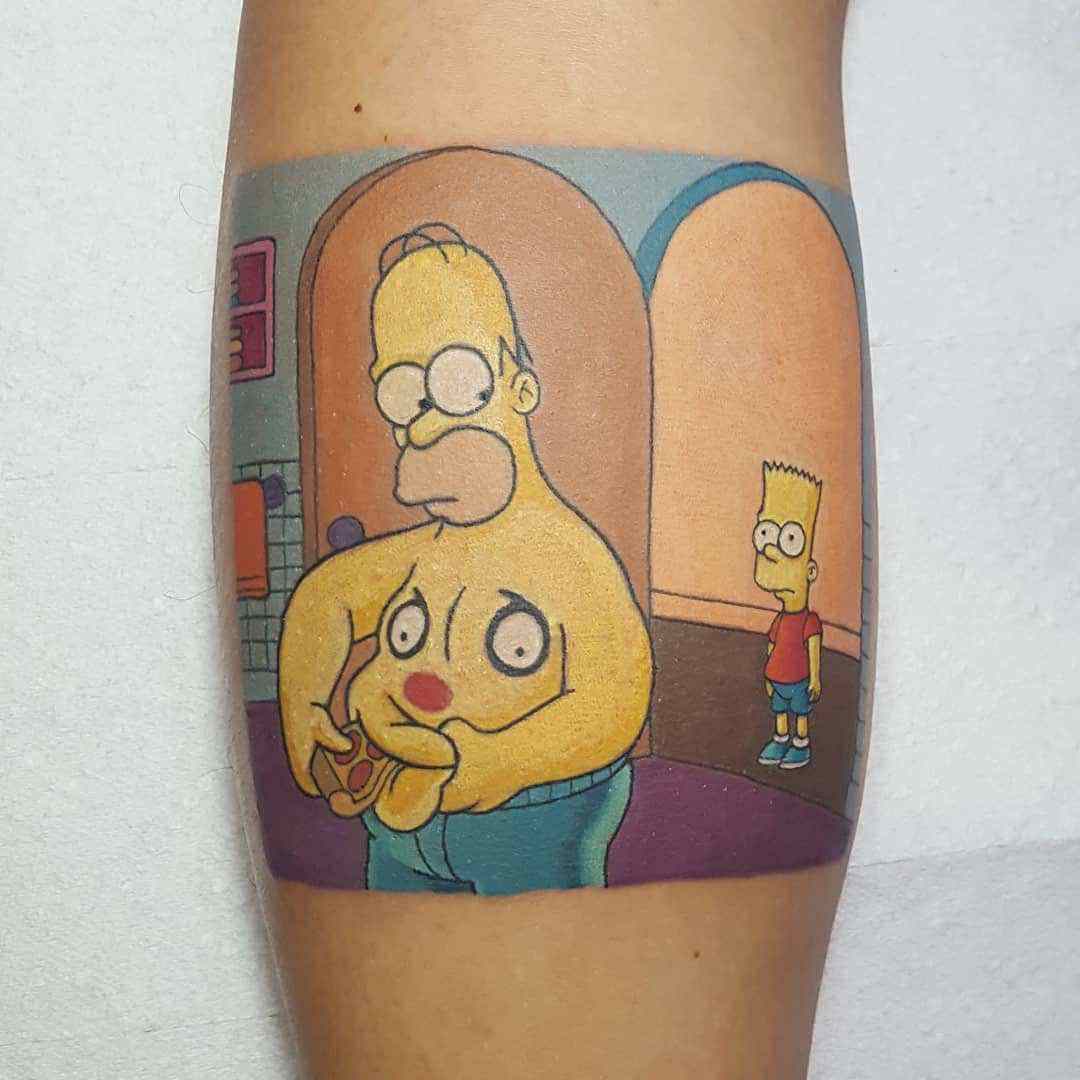 Homer Simpson and his belly tattoo