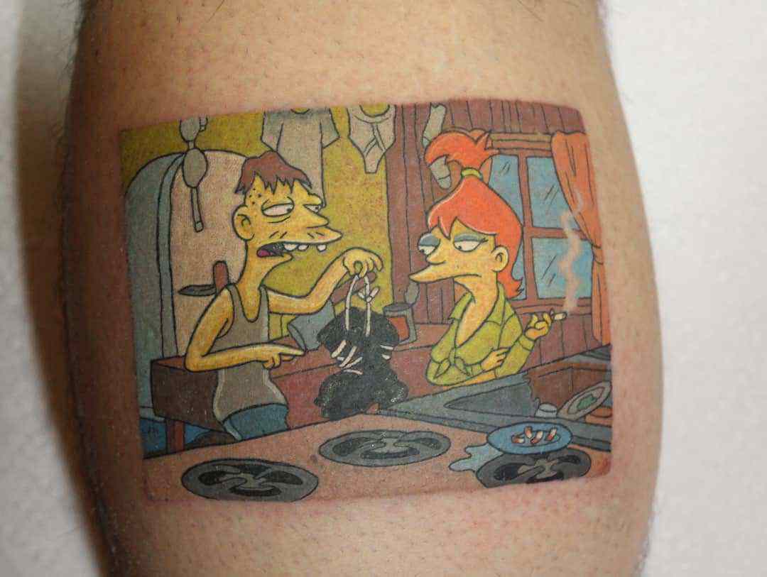 Cletus Spuckler tattoo based on The Simpsons