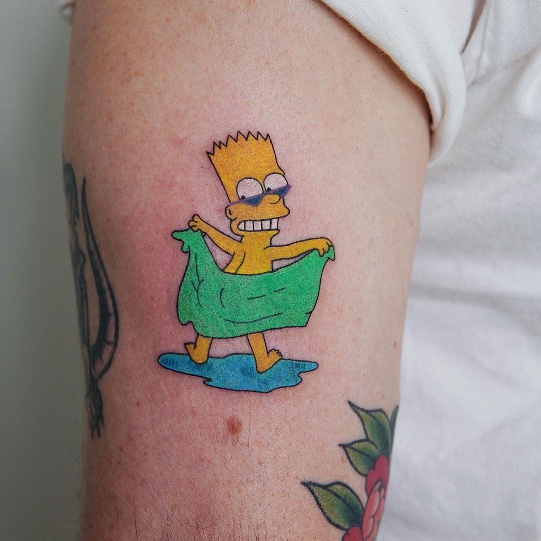 Bart Simpson in towel tattoo