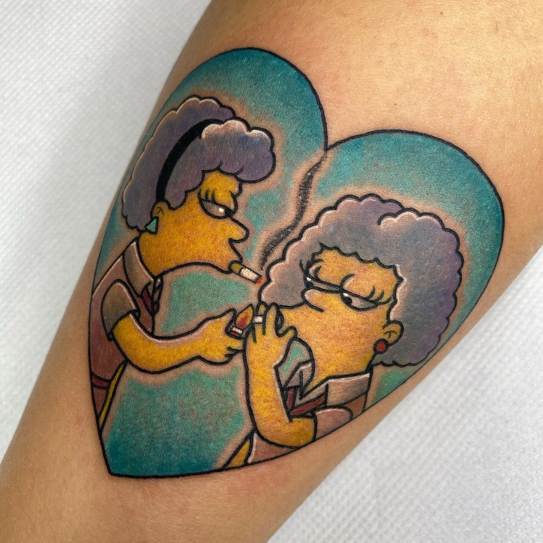 Selma and Patty Bouvier tattoo sisters of Marge Simpson