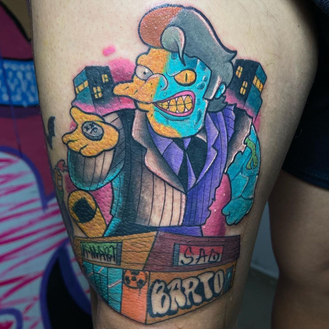 Snake Two-Face tattoo based on The Simpsons