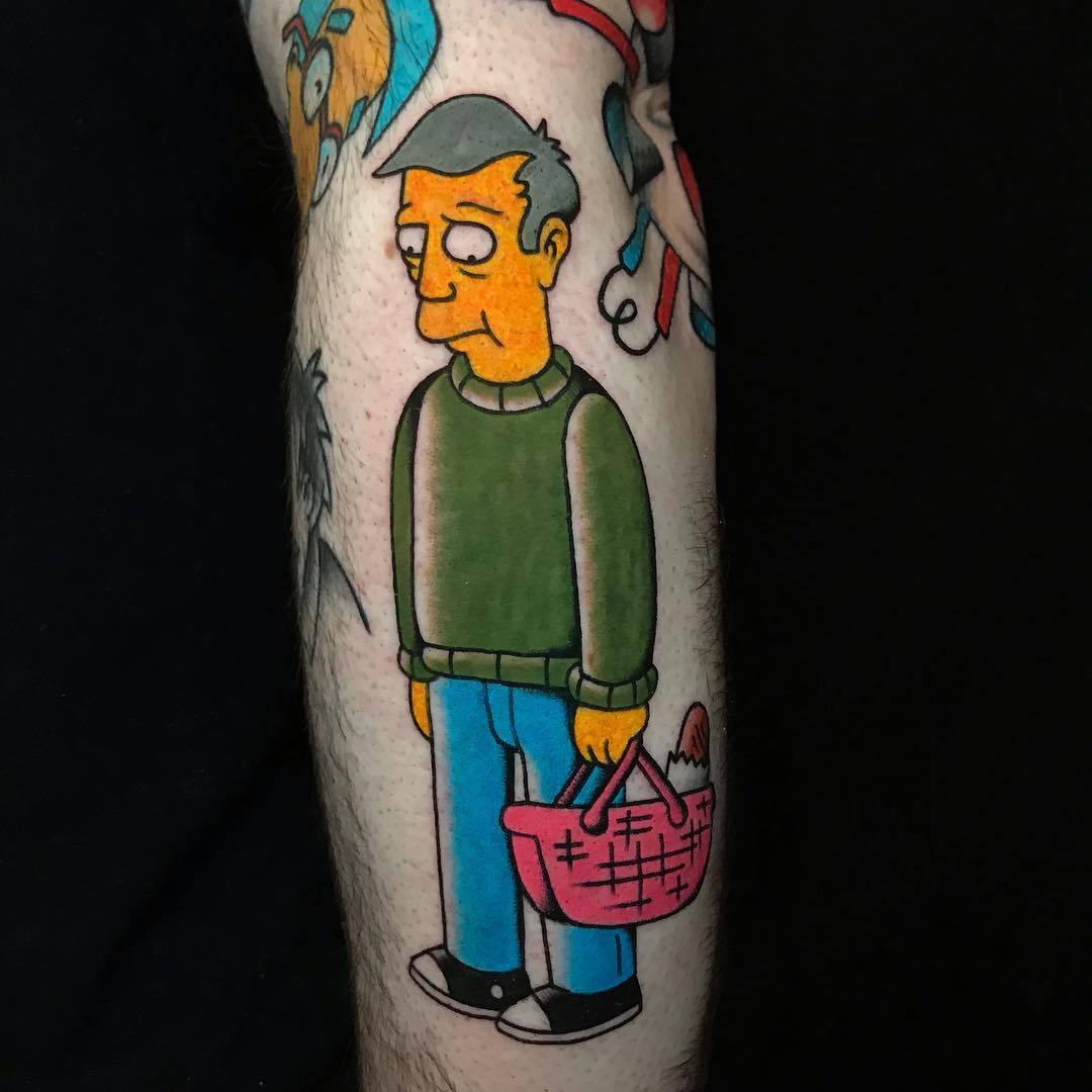 Seymour Skinner tattoo based on The Simpsons