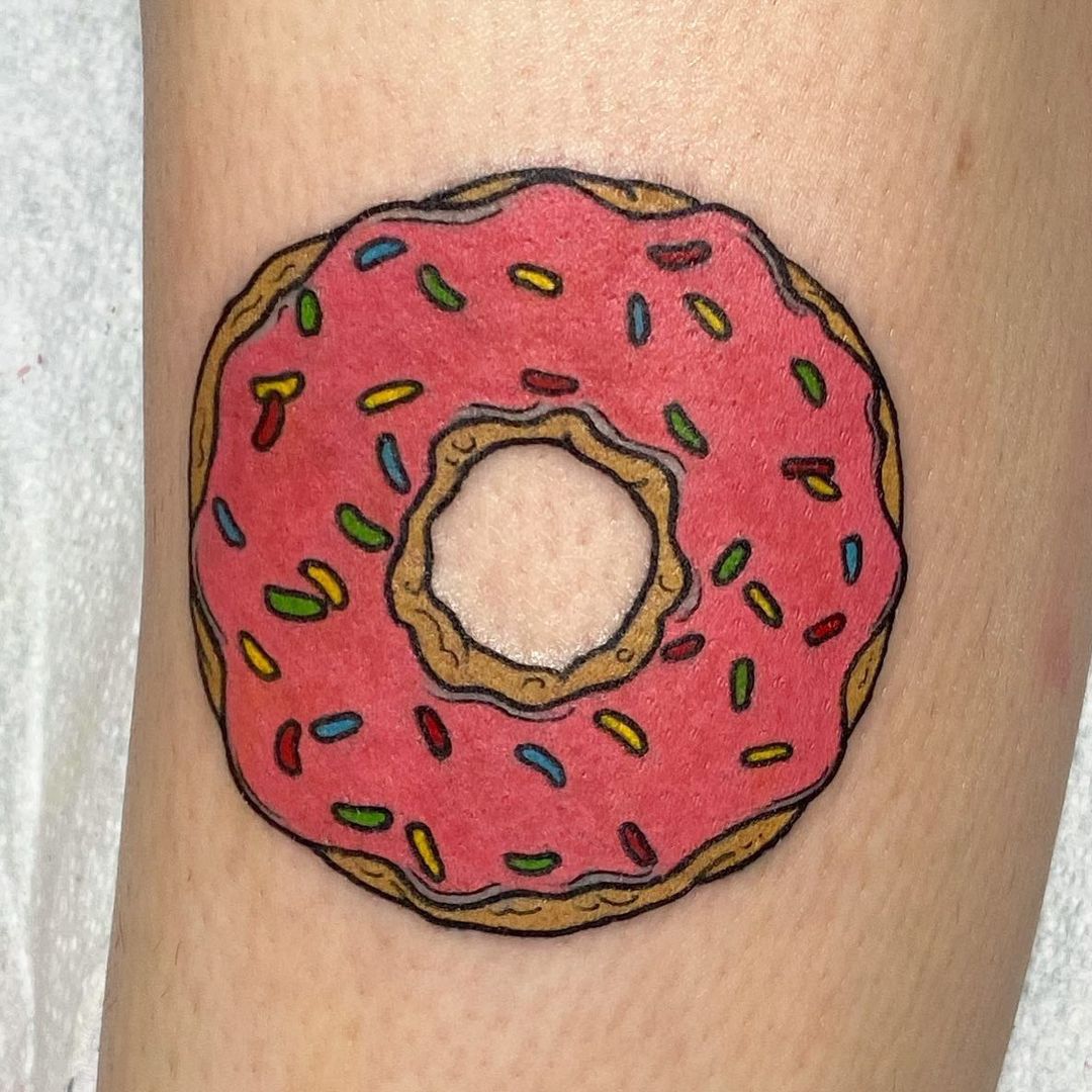 Donut from The Simpsons tattoo