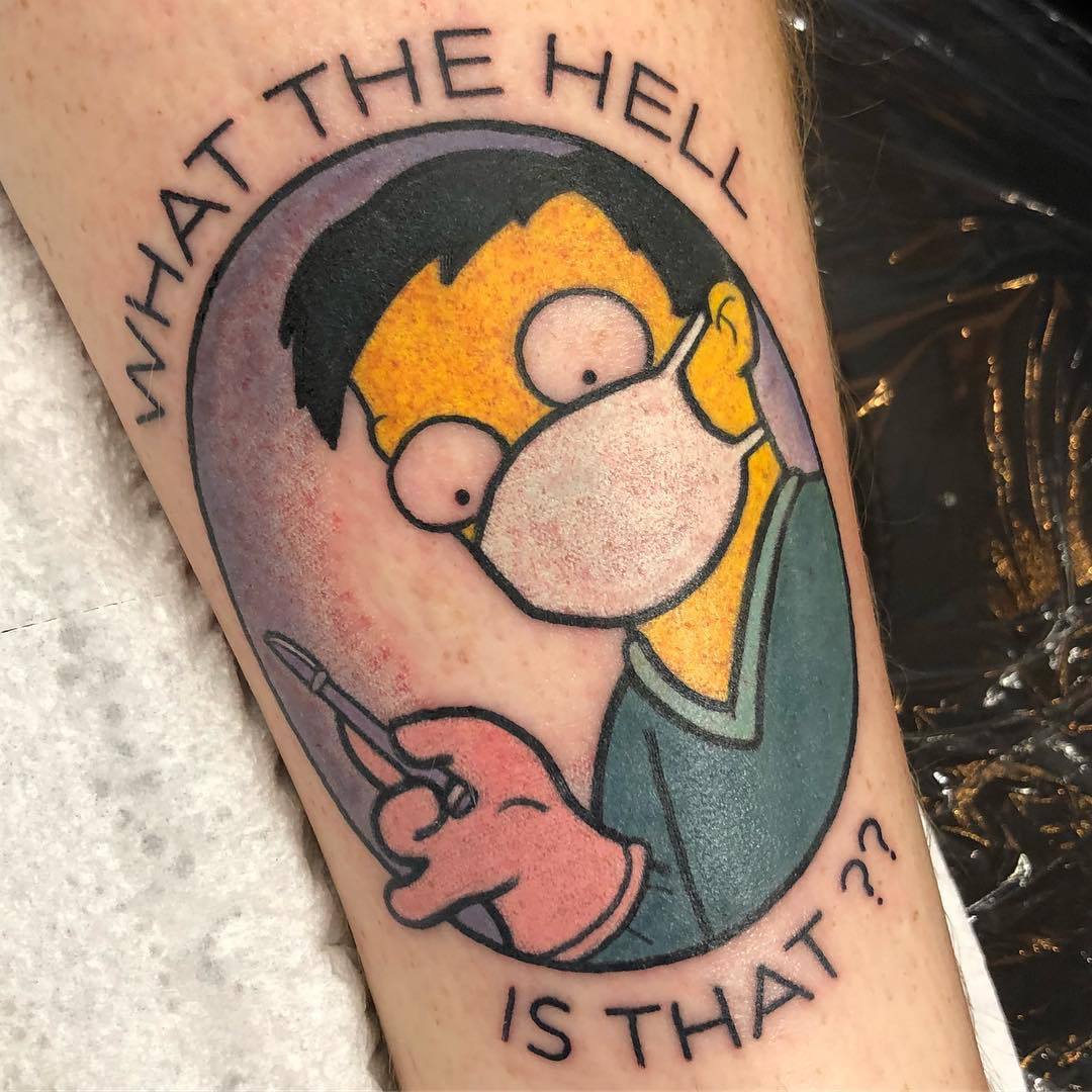 Dr. Nick tattoo based on The Simpsons