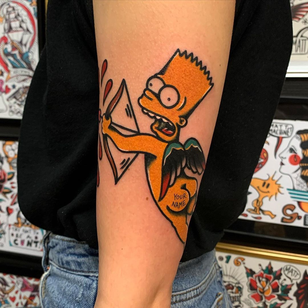 Bart Simpson Cupid tattoo