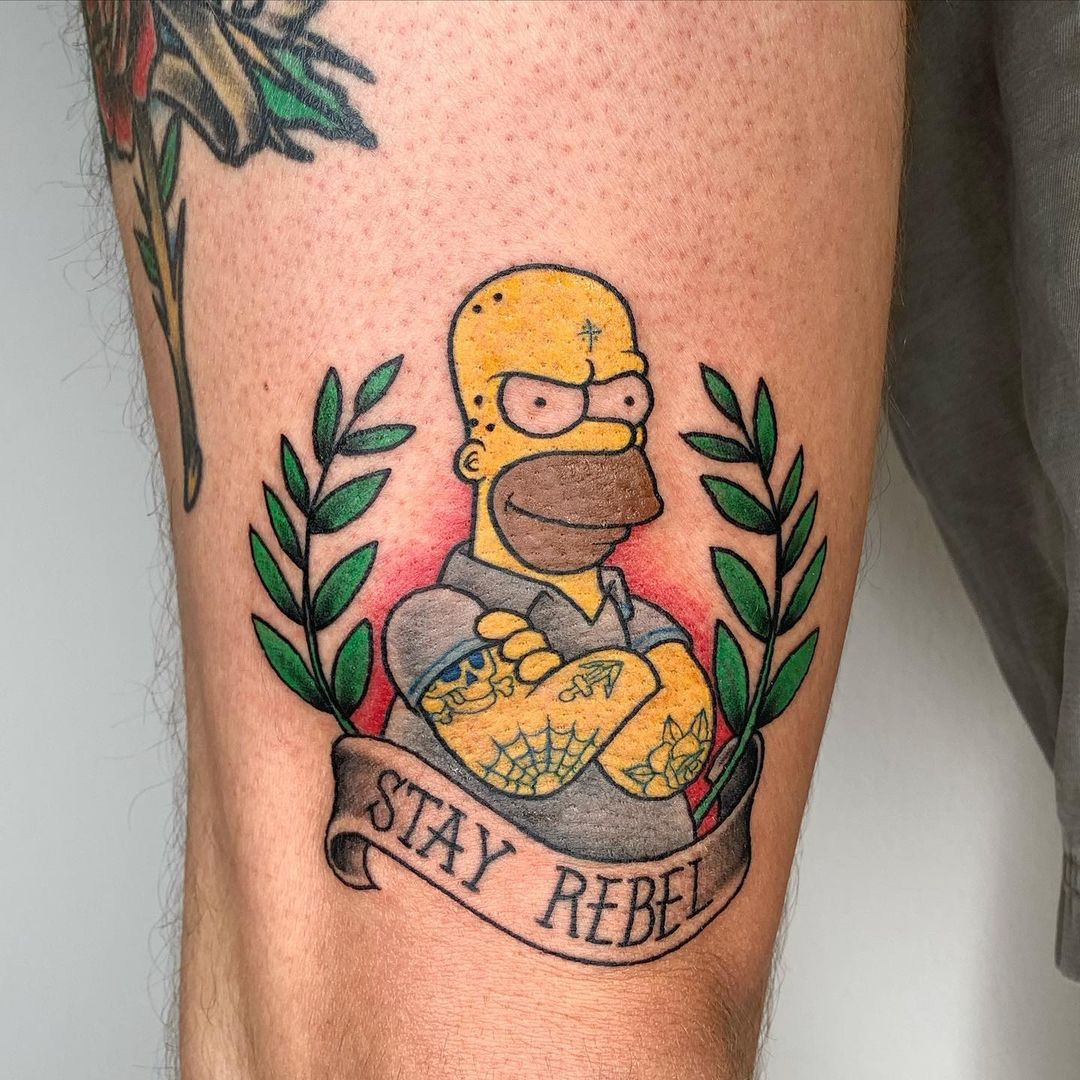 Brutal Homer Simpson in tattoos