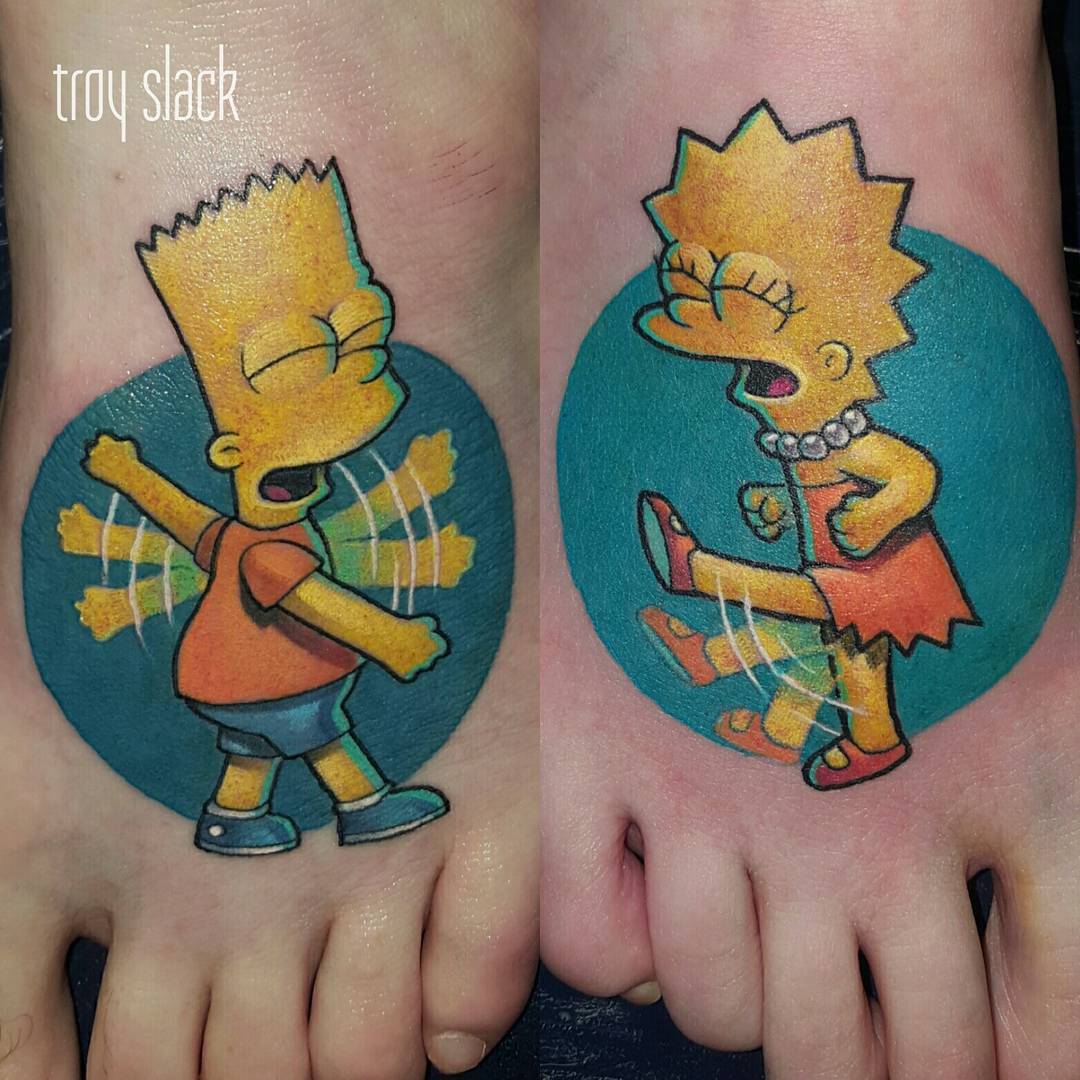 Bart and Lisa Simpson tattoo.