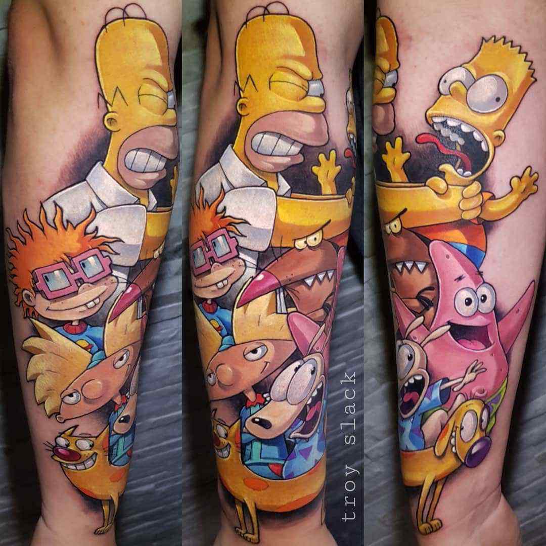 Homer and Bart The Simpsons tattoo