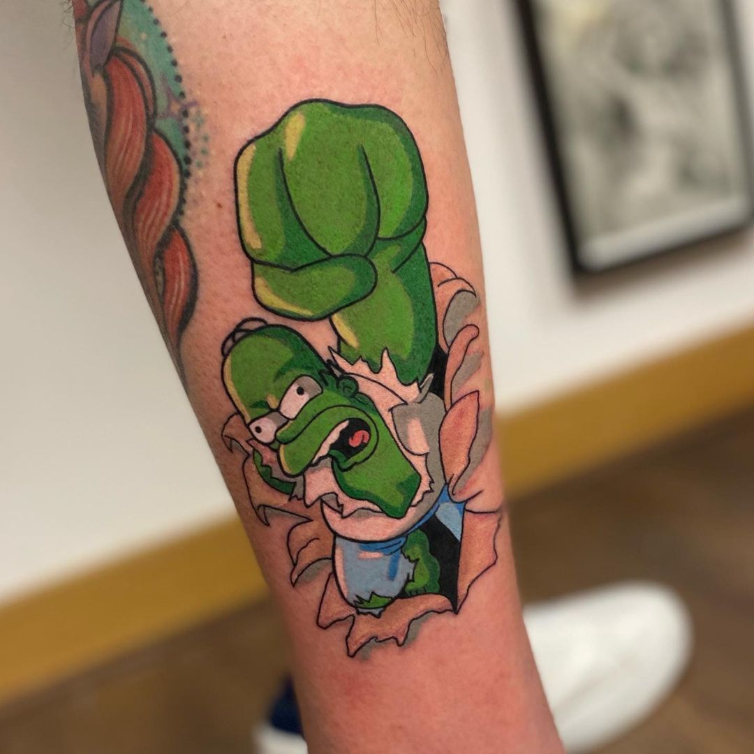 Homer Simpson Hulk tattoo